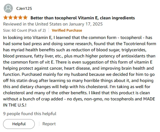 My Tocotrienol Vitamin E Switch for Cholesterol & Brain Health