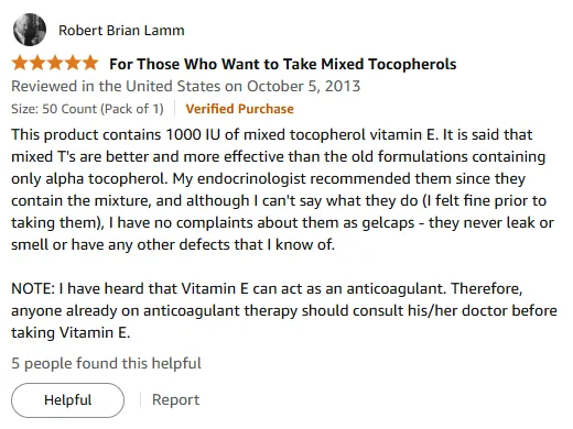 My Trusted Mixed Tocopherol Vitamin E Gelcaps Review