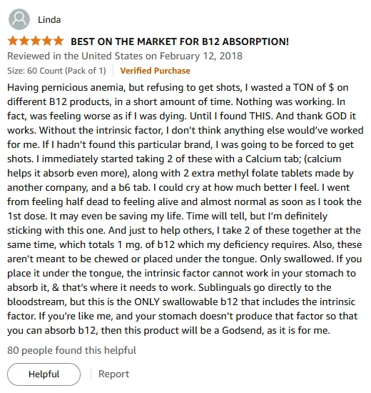 My Lifesaving B12 with Intrinsic Factor Review