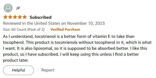 My Top Liposomal Tocotrienol Vitamin E Pick