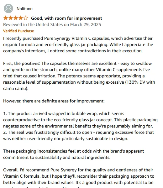 My Pure Synergy Vitamin C Review: Benefits & Packaging Concerns