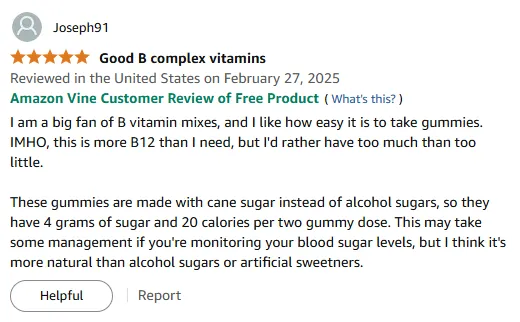 My Favorite B Vitamin Gummies with Natural Cane Sugar