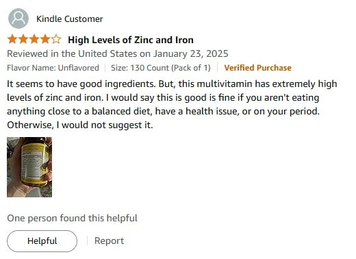 My Experience with High Zinc & Iron Multivitamin