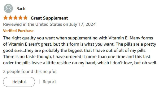 My Vitamin E Review: Right Form, No Taste