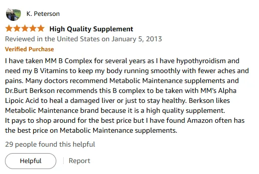 My B Complex Eases Hypothyroidism Aches & Liver Health