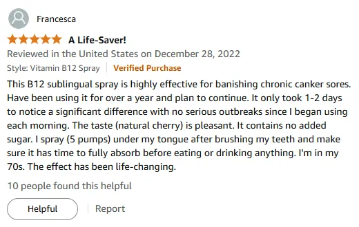 My B12 Spray Banished Chronic Canker Sores Forever